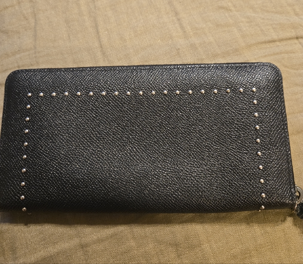 Coach Black Textured Wallet with Silver Accents - Picture 2 of 4